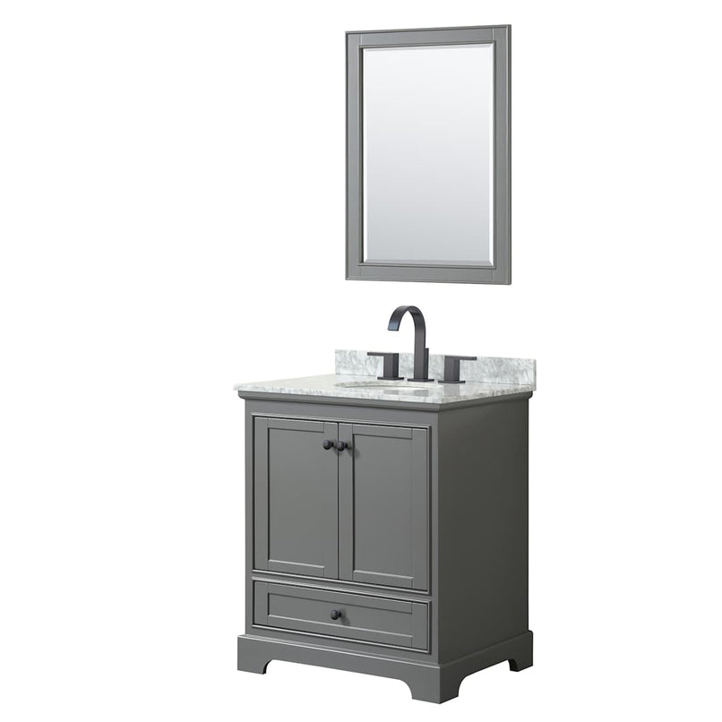Deborah 30" Free Standing Single Vanity Set with Wood Cabinet, Marble Vanity Top, and Framed Mirror - image 2