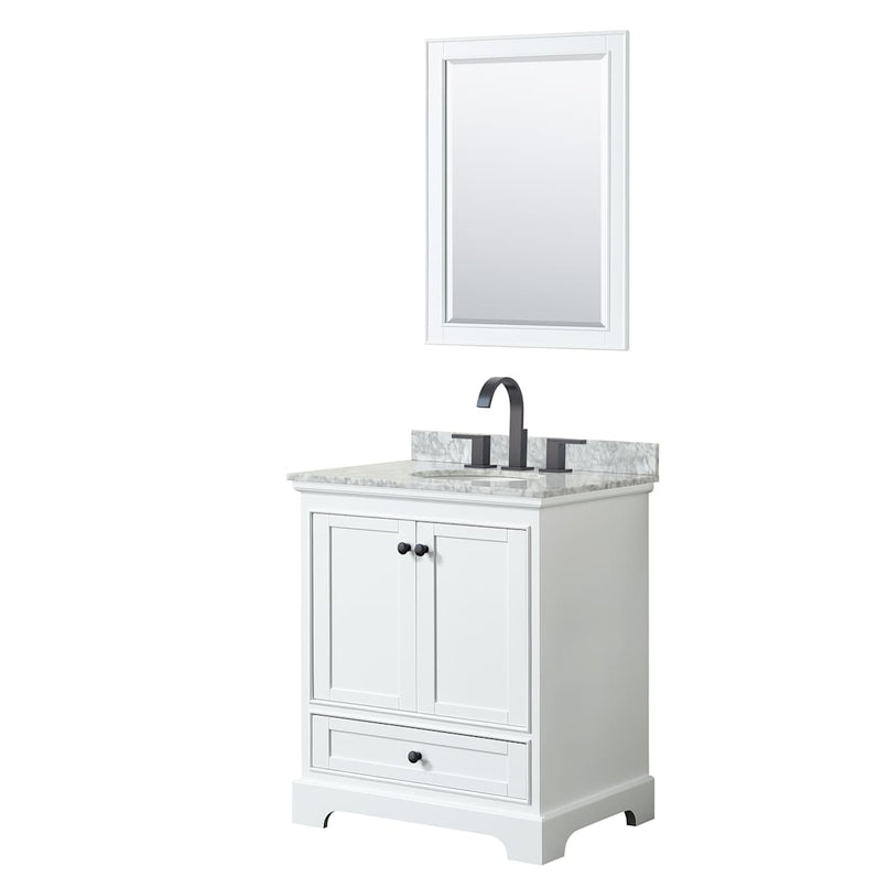 Deborah 30" Free Standing Single Vanity Set with Wood Cabinet, Marble Vanity Top, and Framed Mirror - image 8
