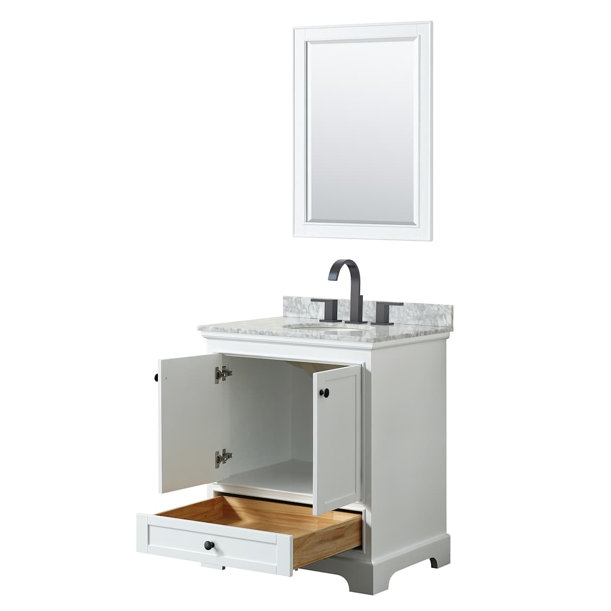 Deborah 30" Free Standing Single Vanity Set with Wood Cabinet, Marble Vanity Top, and Framed Mirror - image 9