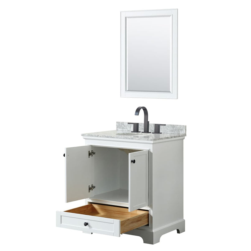 Deborah 30" Free Standing Single Vanity Set with Wood Cabinet, Marble Vanity Top, and Framed Mirror - image 9