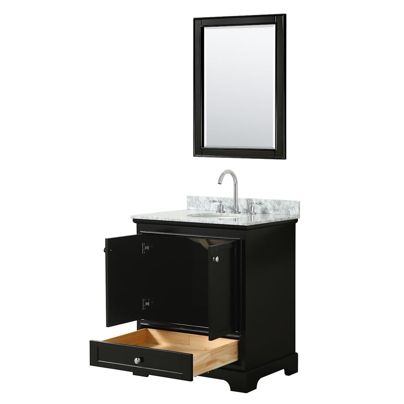 Deborah 30" Free Standing Single Vanity Set with Wood Cabinet, Marble Vanity Top, and Framed Mirror - image 13