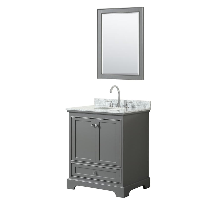 Deborah 30" Free Standing Single Vanity Set with Wood Cabinet, Marble Vanity Top, and Framed Mirror - image 16
