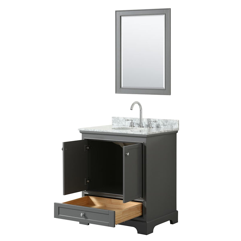 Deborah 30" Free Standing Single Vanity Set with Wood Cabinet, Marble Vanity Top, and Framed Mirror - image 17