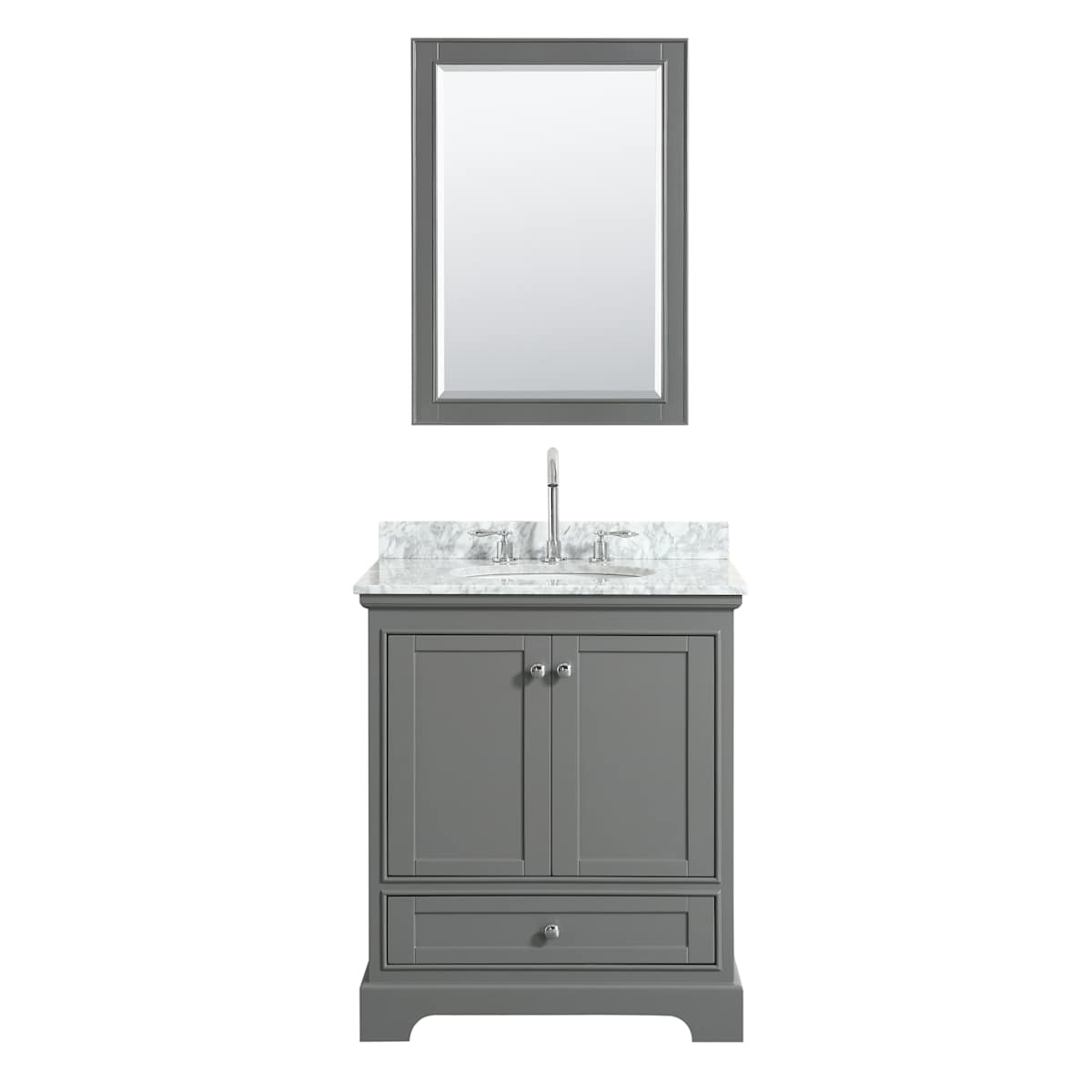 Deborah 30" Free Standing Single Vanity Set with Wood Cabinet, Marble Vanity Top, and Framed Mirror - image 18