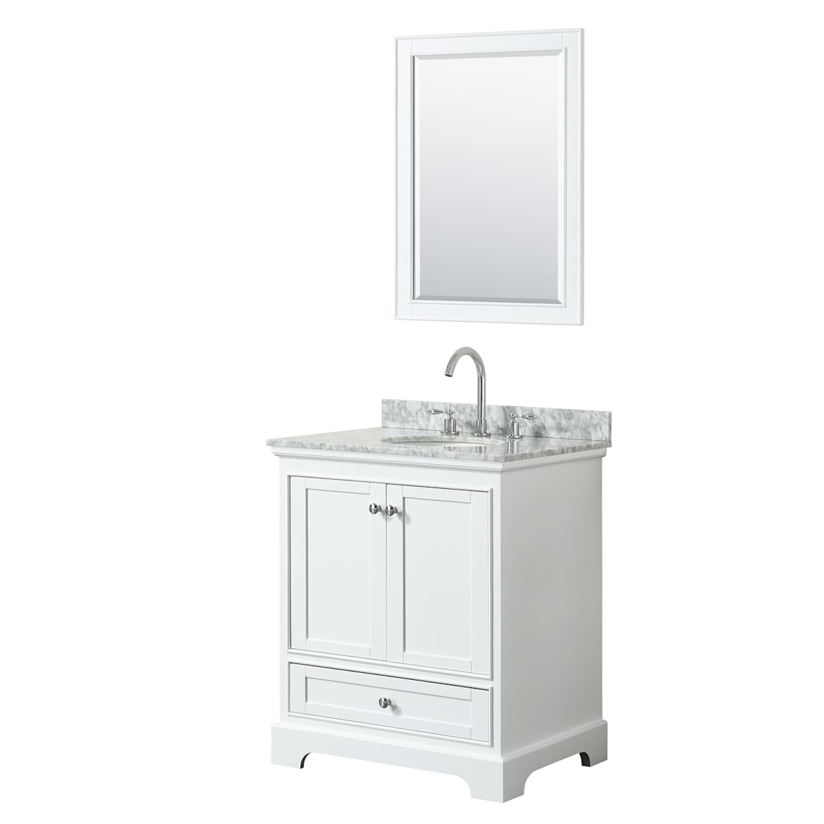 Deborah 30" Free Standing Single Vanity Set with Wood Cabinet, Marble Vanity Top, and Framed Mirror - image 19