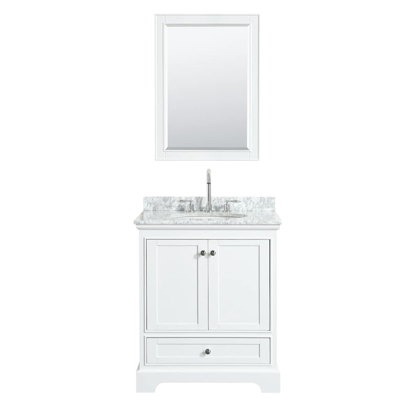Deborah 30" Free Standing Single Vanity Set with Wood Cabinet, Marble Vanity Top, and Framed Mirror - image 21