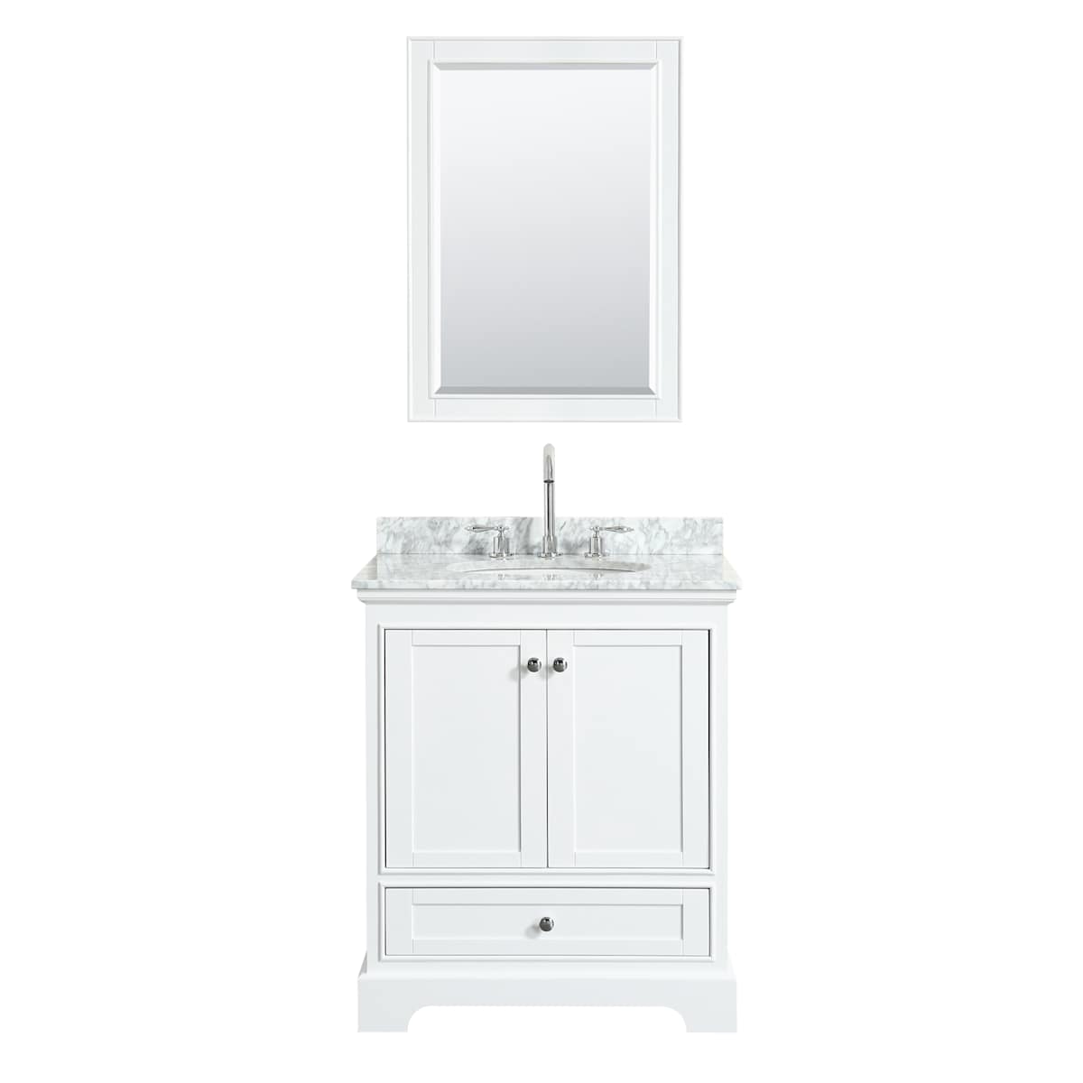 Deborah 30" Free Standing Single Vanity Set with Wood Cabinet, Marble Vanity Top, and Medicine Cabinet