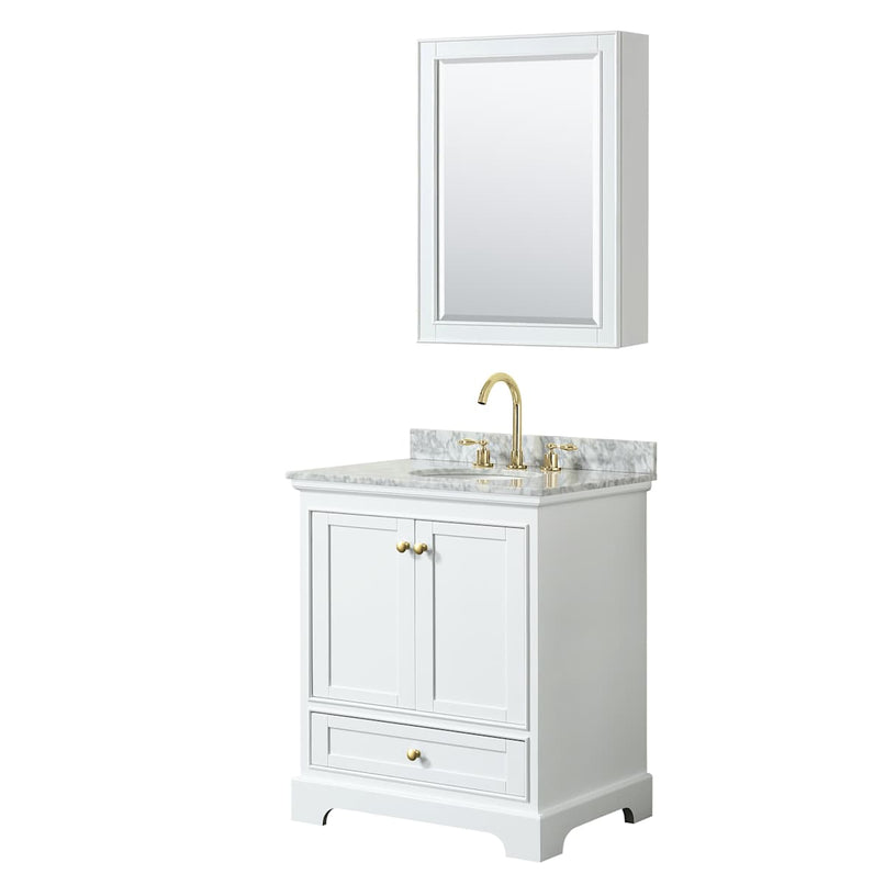 Deborah 30" Free Standing Single Vanity Set with Wood Cabinet, Marble Vanity Top, and Medicine Cabinet - image 10