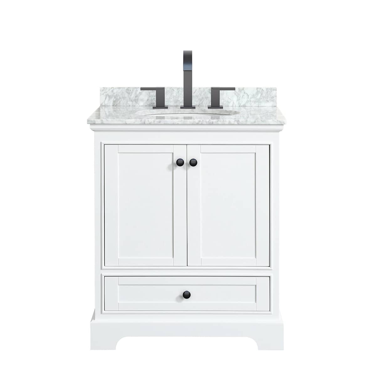 Deborah 30" Free Standing Single Vanity Set with Wood Cabinet and Marble Vanity Top