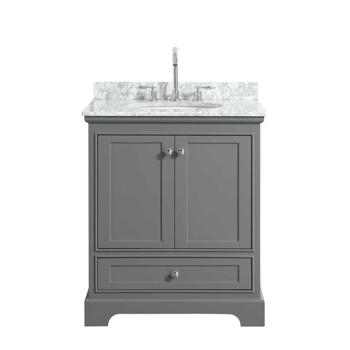 Deborah 30" Free Standing Single Vanity Set with Wood Cabinet and Marble Vanity Top