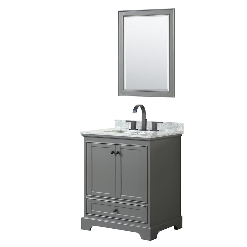 Deborah 30" Free Standing Single Vanity Set with Wood Cabinet, Marble Vanity Top, and Framed Mirror - image 2