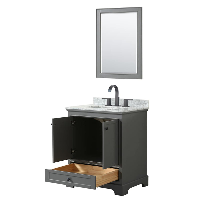 Deborah 30" Free Standing Single Vanity Set with Wood Cabinet, Marble Vanity Top, and Framed Mirror - image 3