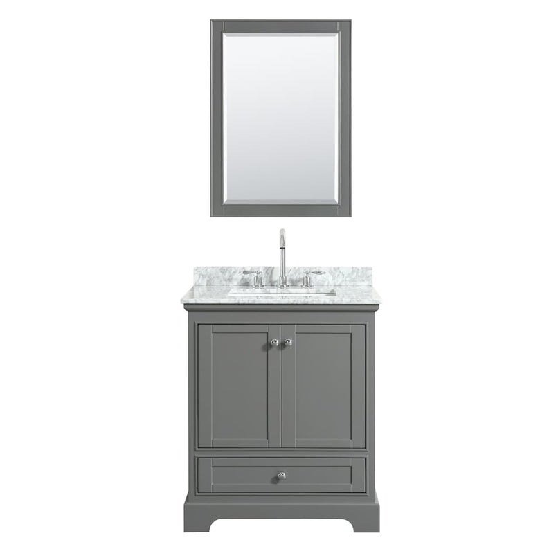 Deborah 30" Free Standing Single Vanity Set with Wood Cabinet, Marble Vanity Top, and Framed Mirror - image 14