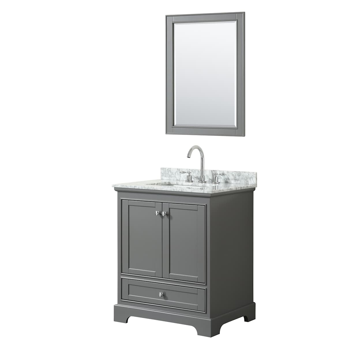 Deborah 30" Free Standing Single Vanity Set with Wood Cabinet, Marble Vanity Top, and Framed Mirror - image 15