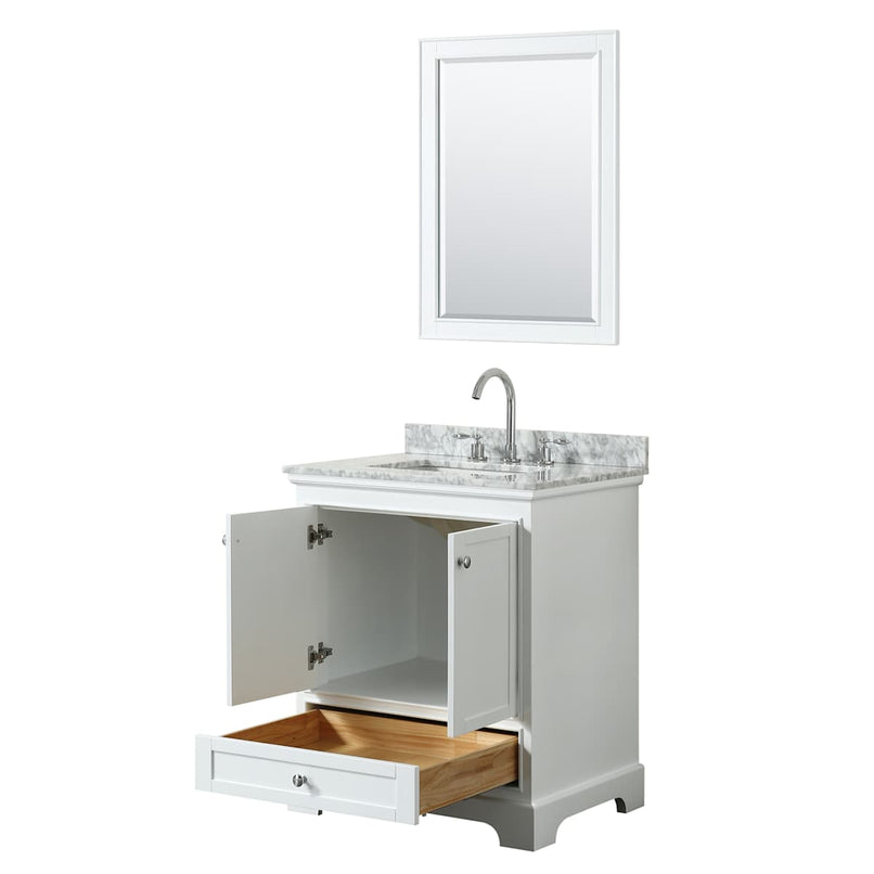 Deborah 30" Free Standing Single Vanity Set with Wood Cabinet, Marble Vanity Top, and Framed Mirror - image 20