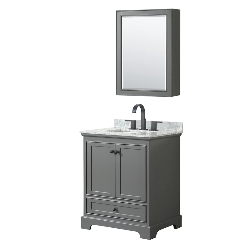Deborah 30" Free Standing Single Vanity Set with Wood Cabinet, Marble Vanity Top, and Medicine Cabinet - image 2