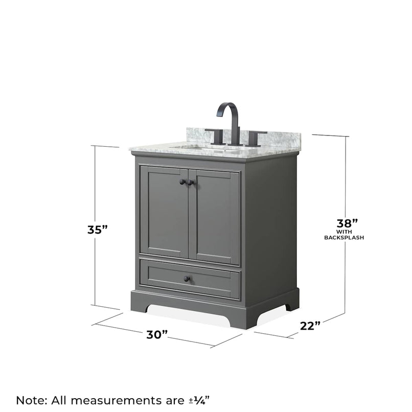 Deborah 30" Free Standing Single Vanity Set with Wood Cabinet, Marble Vanity Top, and Medicine Cabinet - image 7