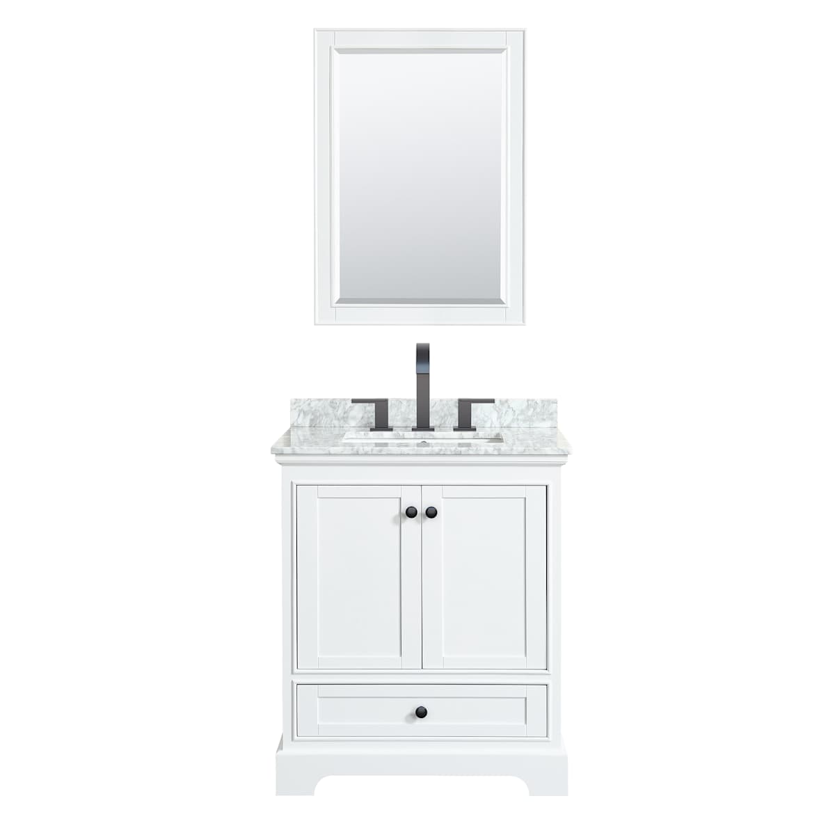 Deborah 30" Free Standing Single Vanity Set with Wood Cabinet, Marble Vanity Top, and Medicine Cabinet