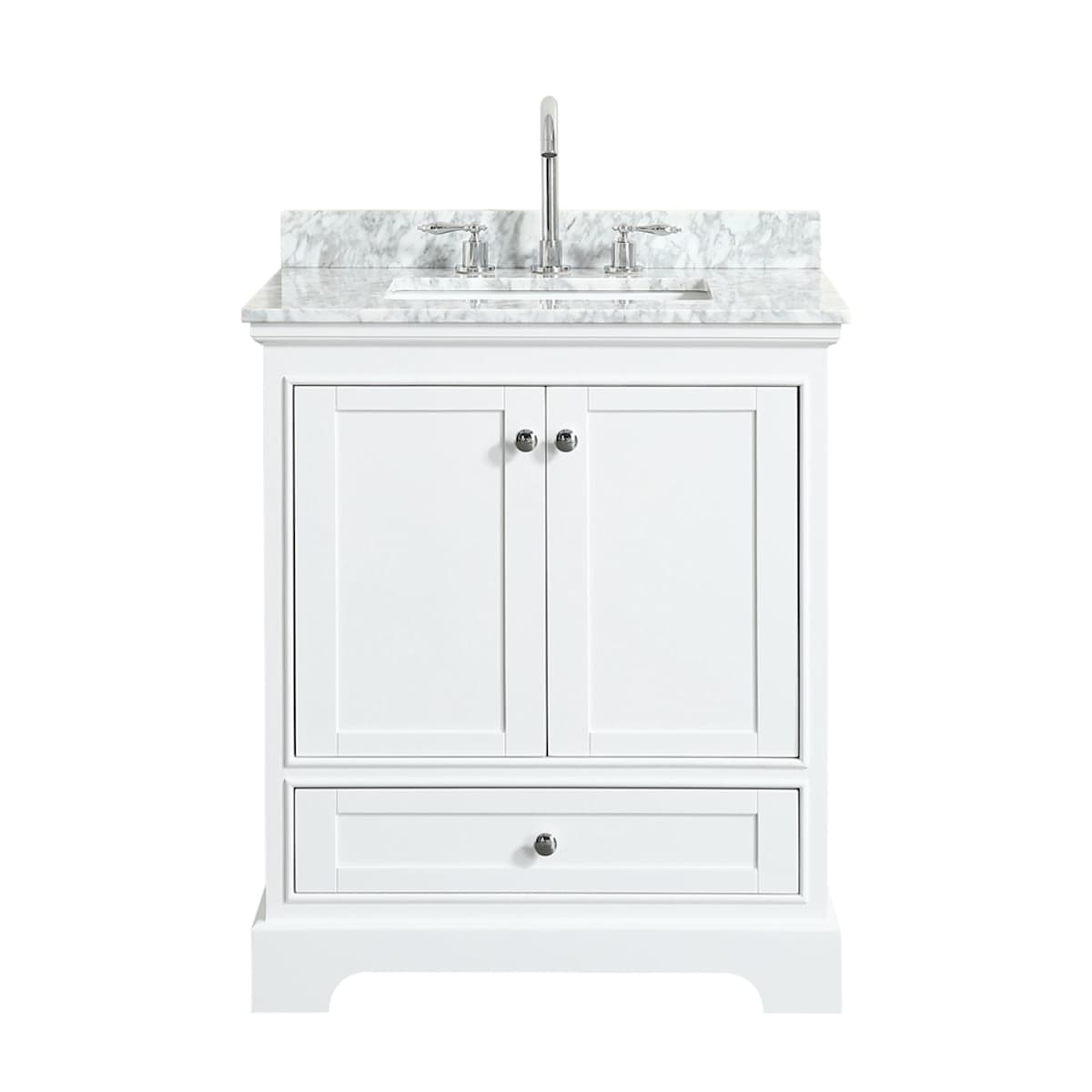 Deborah 30" Free Standing Single Vanity Set with Wood Cabinet and Marble Vanity Top