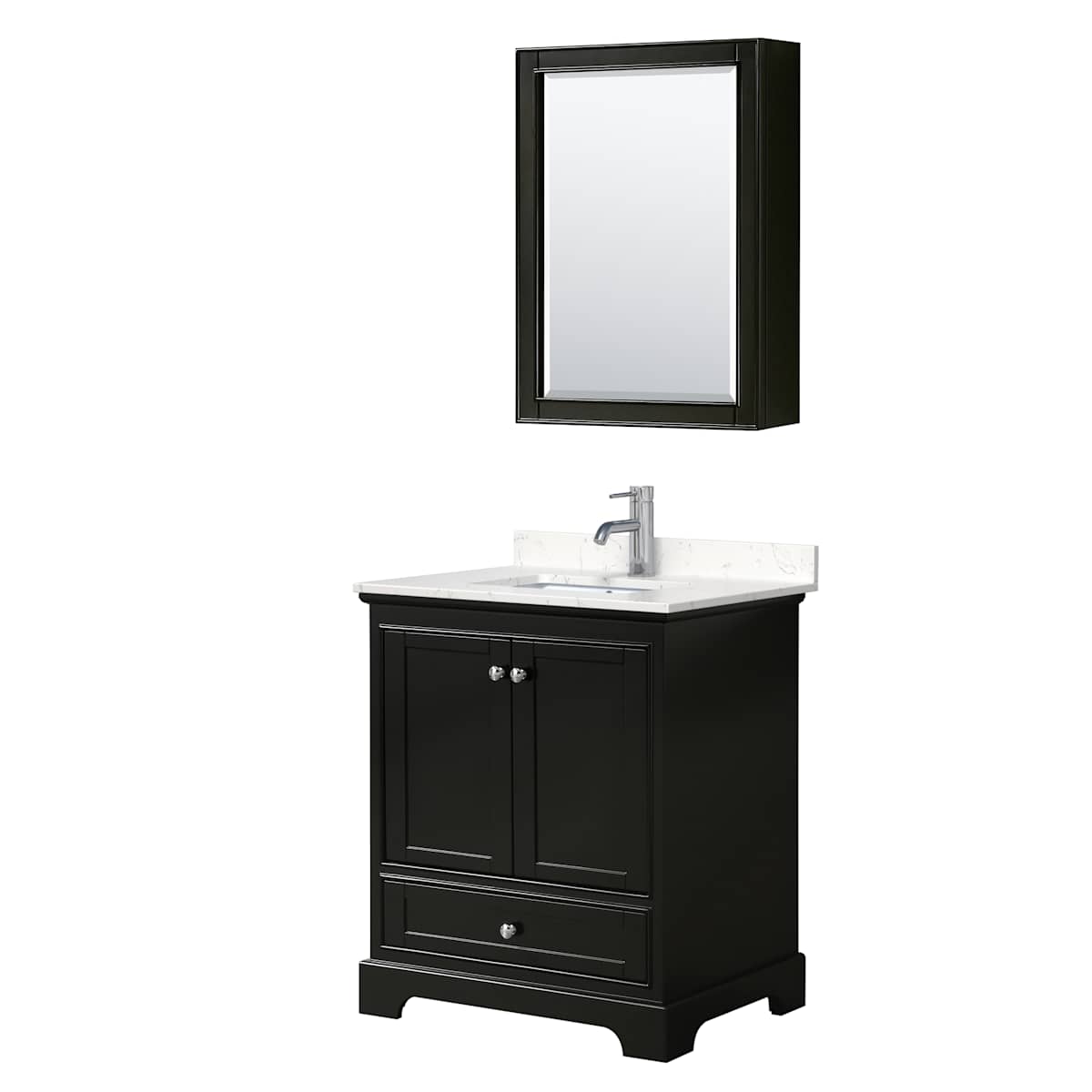 Deborah 30" Free Standing Single Basin Vanity Set with Cultured Marble Vanity Top and Framed Mirror