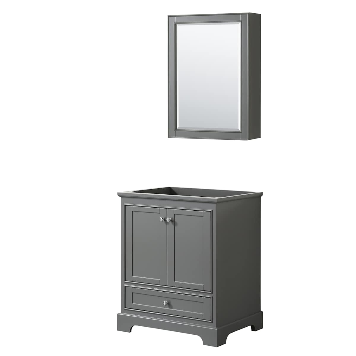 Deborah 29-1/4" Free Standing Single Wood Vanity Cabinet Only with Mirror - Less Vanity Top