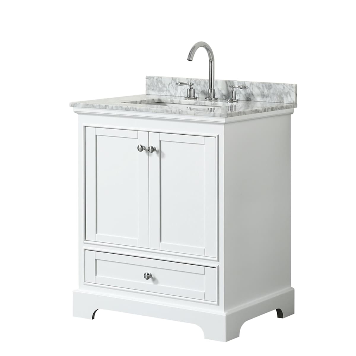 Deborah 30" Free Standing Single Vanity Set with Wood Cabinet and Marble Vanity Top