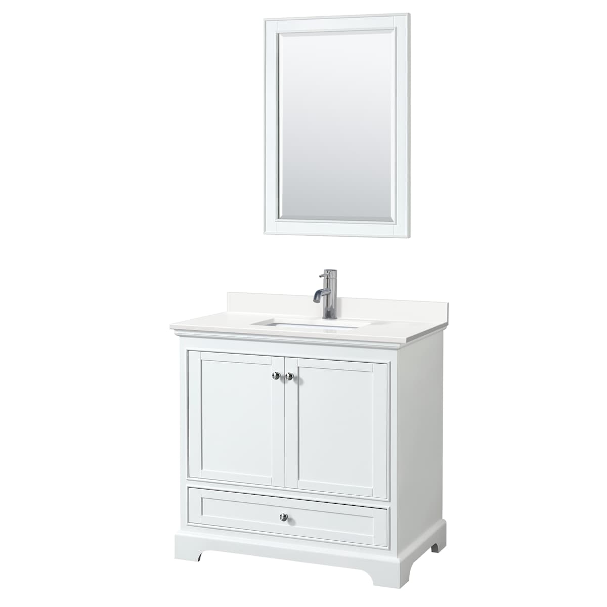 Deborah 36" Free Standing Single Basin Vanity Set with Cabinet, Quartz Vanity Top, and Framed Mirror