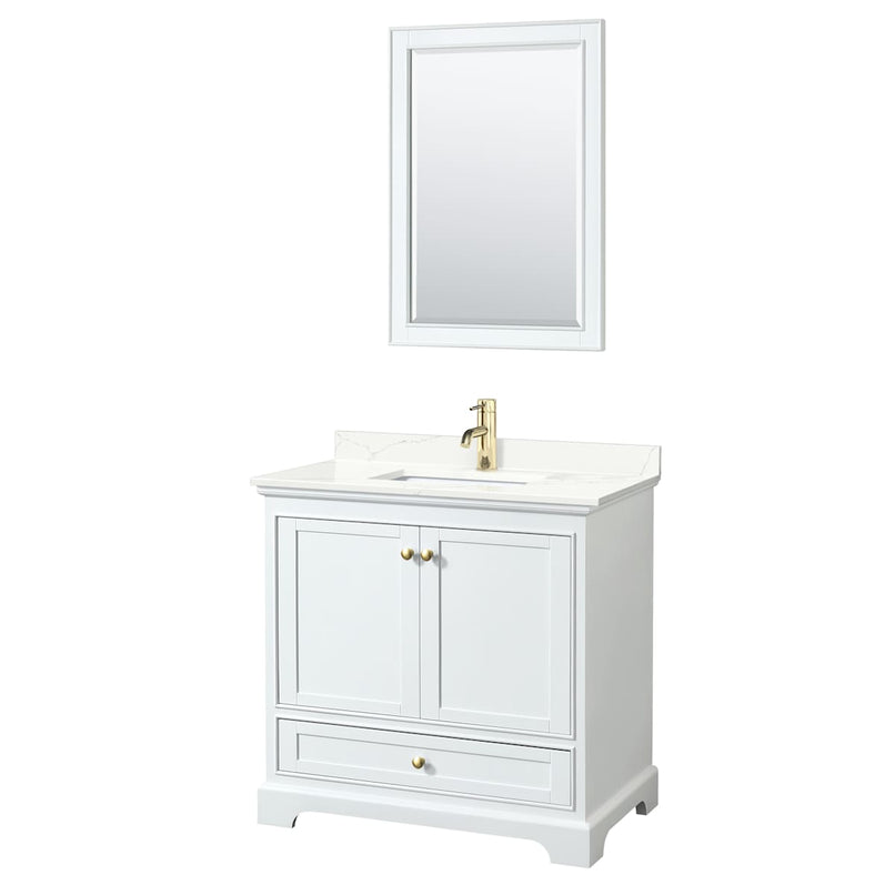 Deborah 36" Free Standing Single Basin Vanity Set with Cabinet, Quartz Vanity Top, and Framed Mirror - image 12