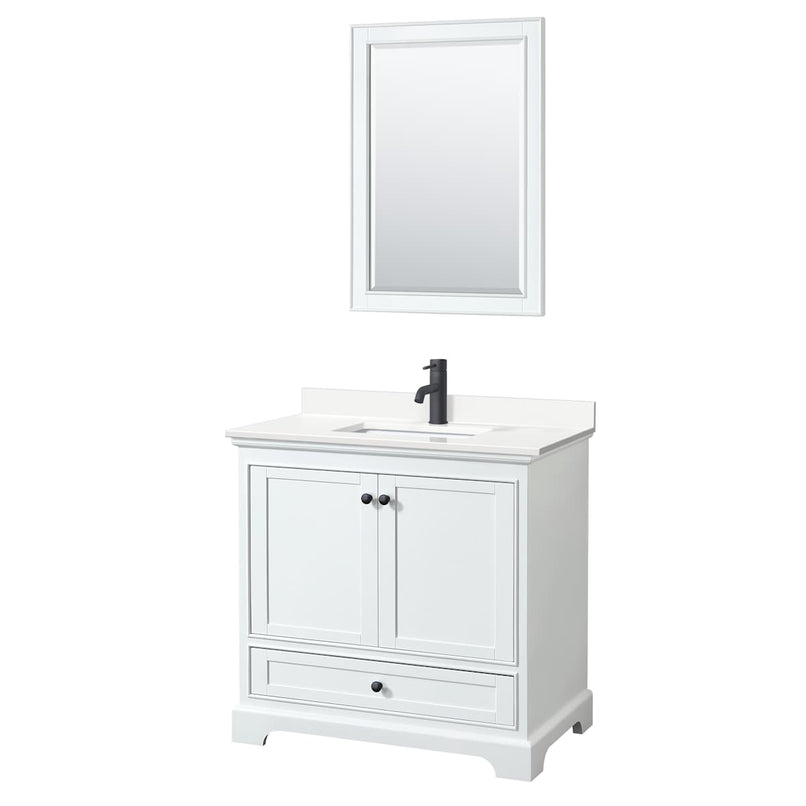 Deborah 36" Free Standing Single Basin Vanity Set with Cabinet, Quartz Vanity Top, and Framed Mirror - image 13
