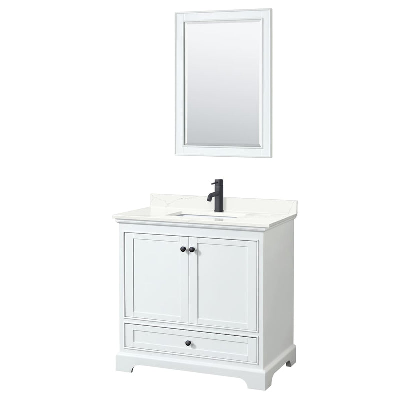 Deborah 36" Free Standing Single Basin Vanity Set with Cabinet, Quartz Vanity Top, and Framed Mirror - image 14