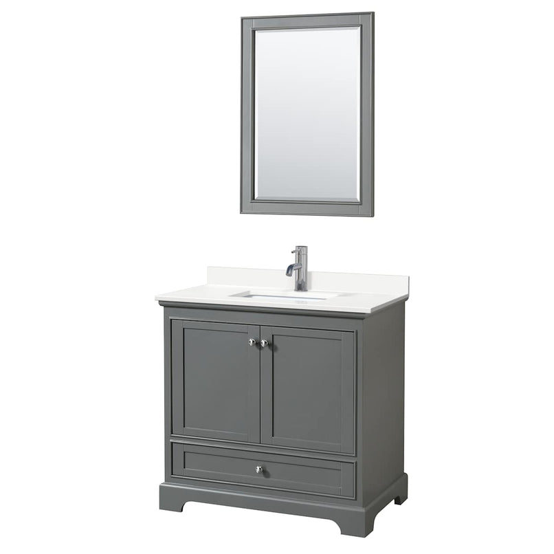 Deborah 36" Free Standing Single Basin Vanity Set with Cabinet, Quartz Vanity Top, and Framed Mirror - image 15