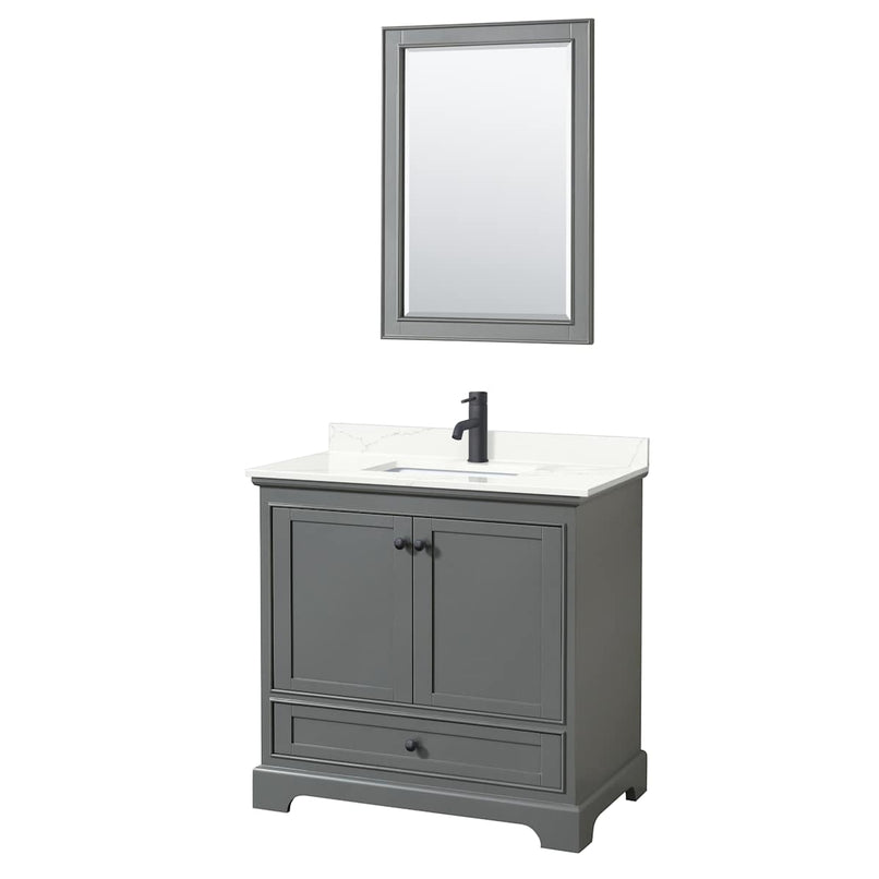 Deborah 36" Free Standing Single Basin Vanity Set with Cabinet, Quartz Vanity Top, and Framed Mirror - image 18