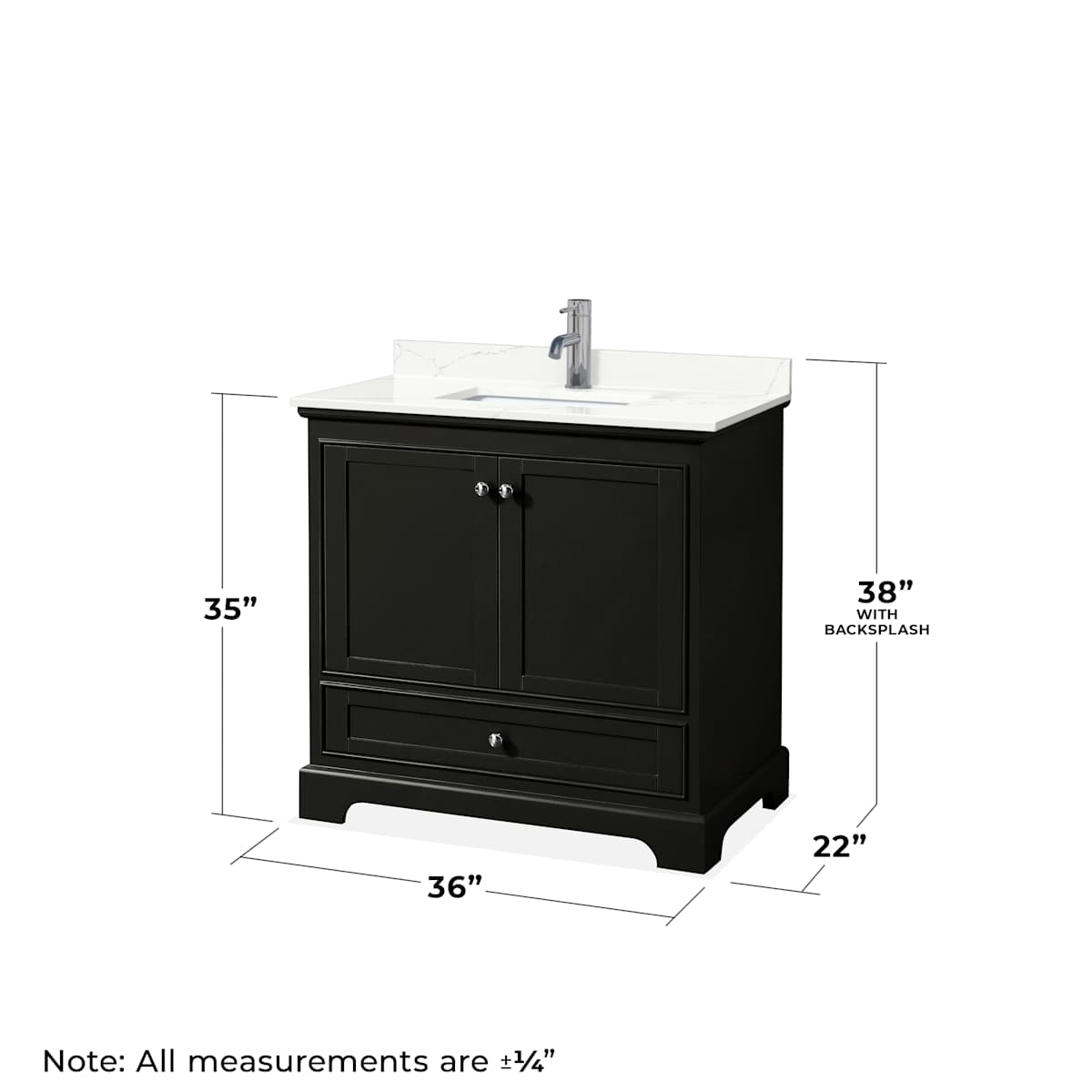 Deborah 36" Free Standing Single Basin Vanity Set with Cabinet, Quartz Vanity Top, and Medicine Cabinet