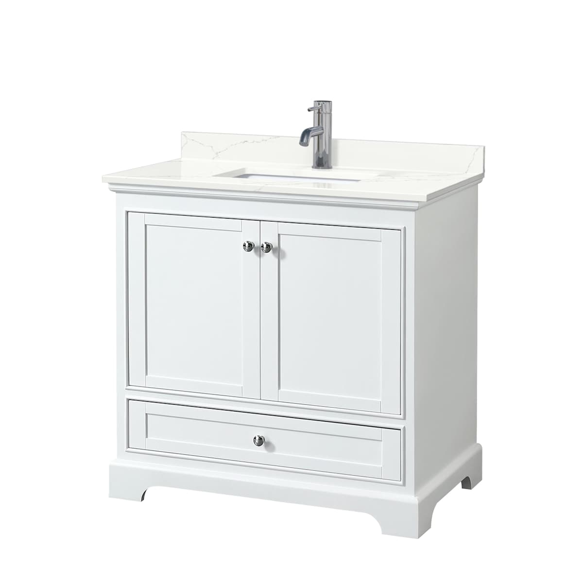 Deborah 36" Free Standing Single Basin Vanity Set with Cabinet and Quartz Vanity Top