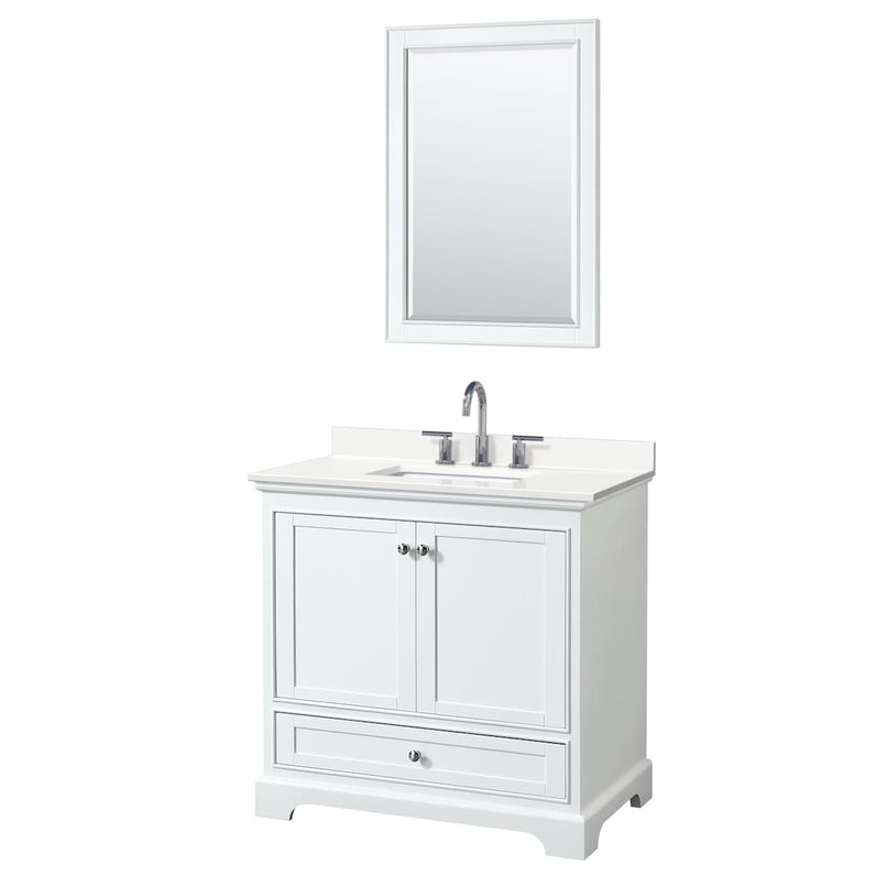 Deborah 36" Free Standing Single Basin Vanity Set with Cabinet, Quartz Vanity Top, and Framed Mirror - image 9