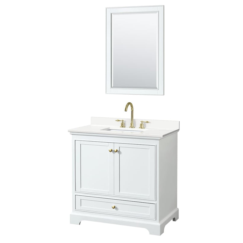 Deborah 36" Free Standing Single Basin Vanity Set with Cabinet, Quartz Vanity Top, and Framed Mirror - image 11