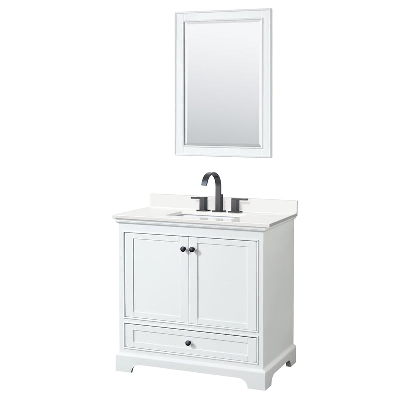 Deborah 36" Free Standing Single Basin Vanity Set with Cabinet, Quartz Vanity Top, and Framed Mirror - image 13