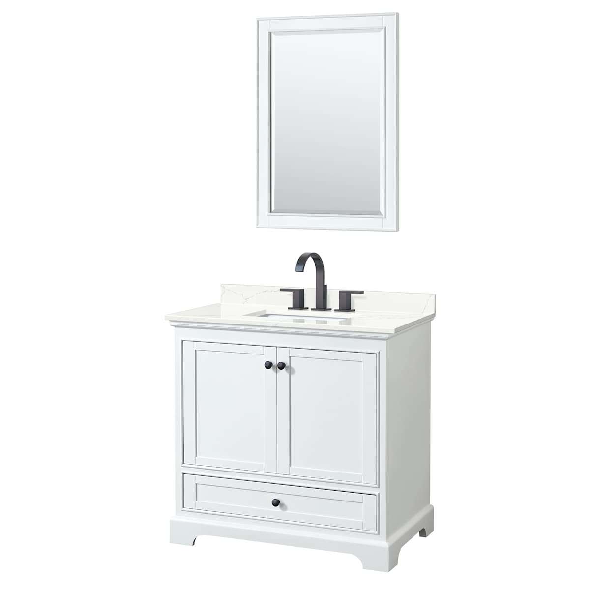 Deborah 36" Free Standing Single Basin Vanity Set with Cabinet, Quartz Vanity Top, and Framed Mirror - image 14