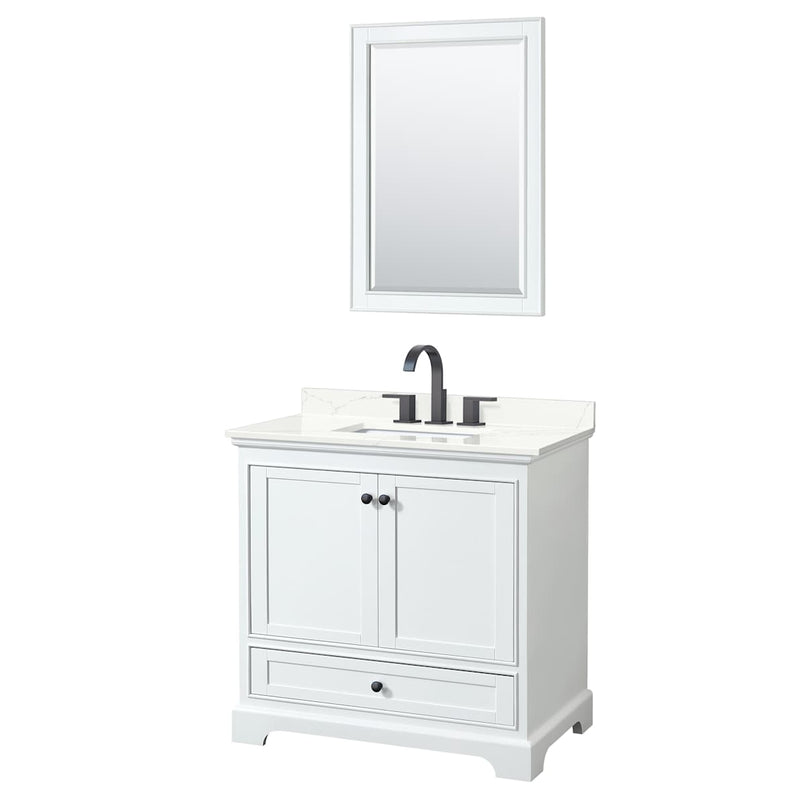 Deborah 36" Free Standing Single Basin Vanity Set with Cabinet, Quartz Vanity Top, and Framed Mirror - image 14