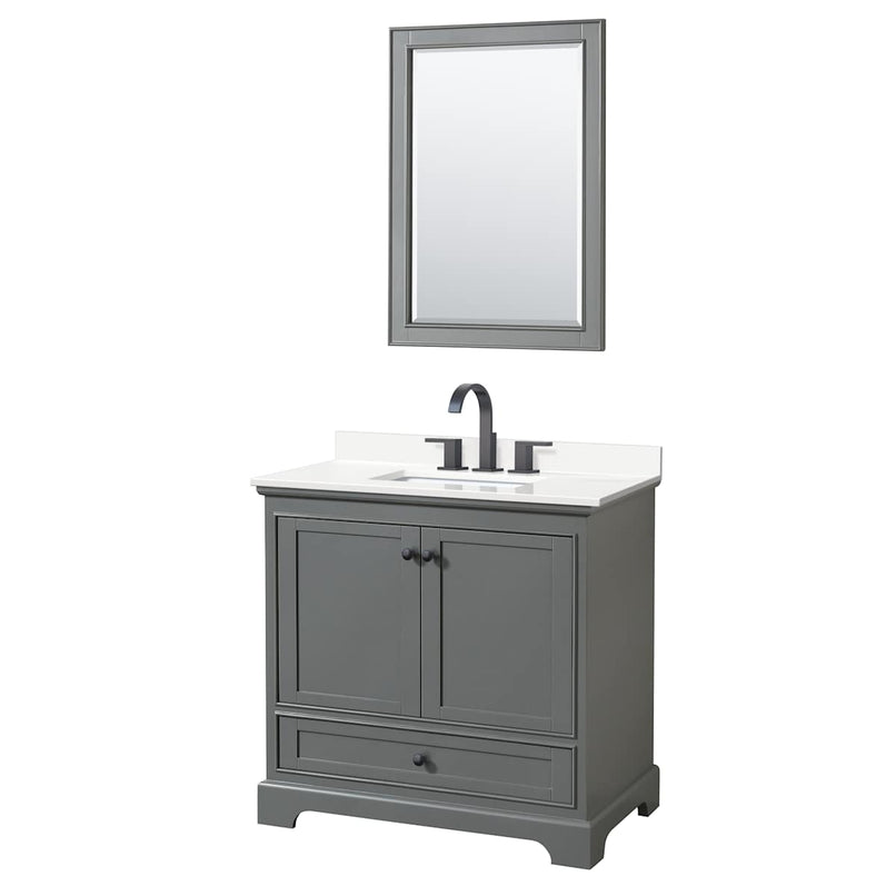 Deborah 36" Free Standing Single Basin Vanity Set with Cabinet, Quartz Vanity Top, and Framed Mirror - image 17