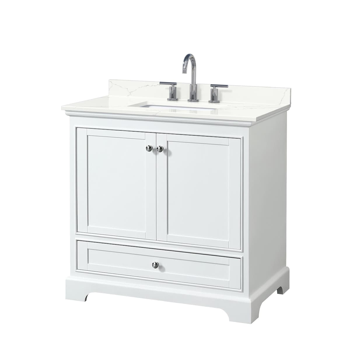 Deborah 36" Free Standing Single Basin Vanity Set with Cabinet and Quartz Vanity Top
