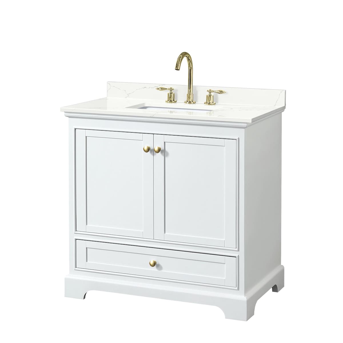 Deborah 36" Free Standing Single Basin Vanity Set with Cabinet and Quartz Vanity Top