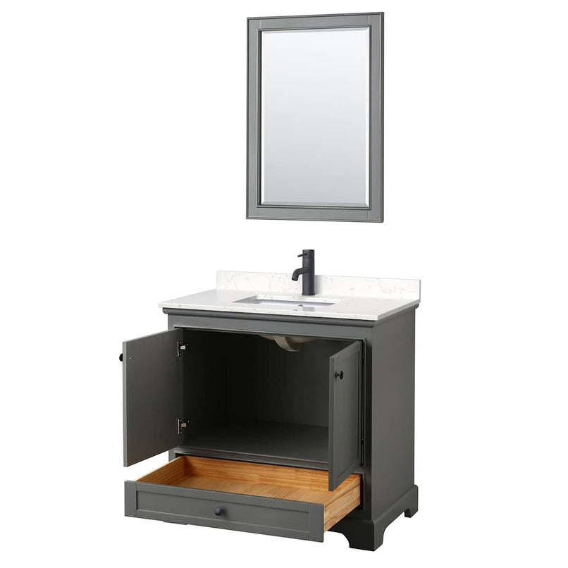 Deborah 36" Free Standing Single Basin Vanity Set with Cultured Marble Vanity Top and Framed Mirror - image 3