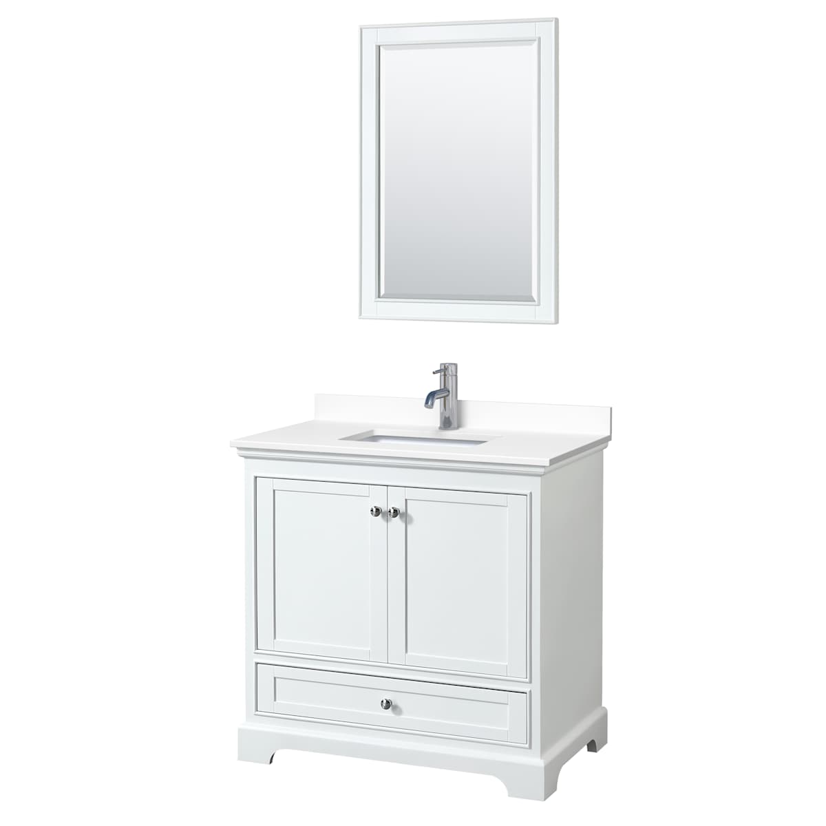 Deborah 36" Free Standing Single Basin Vanity Set with Cultured Marble Vanity Top and Framed Mirror