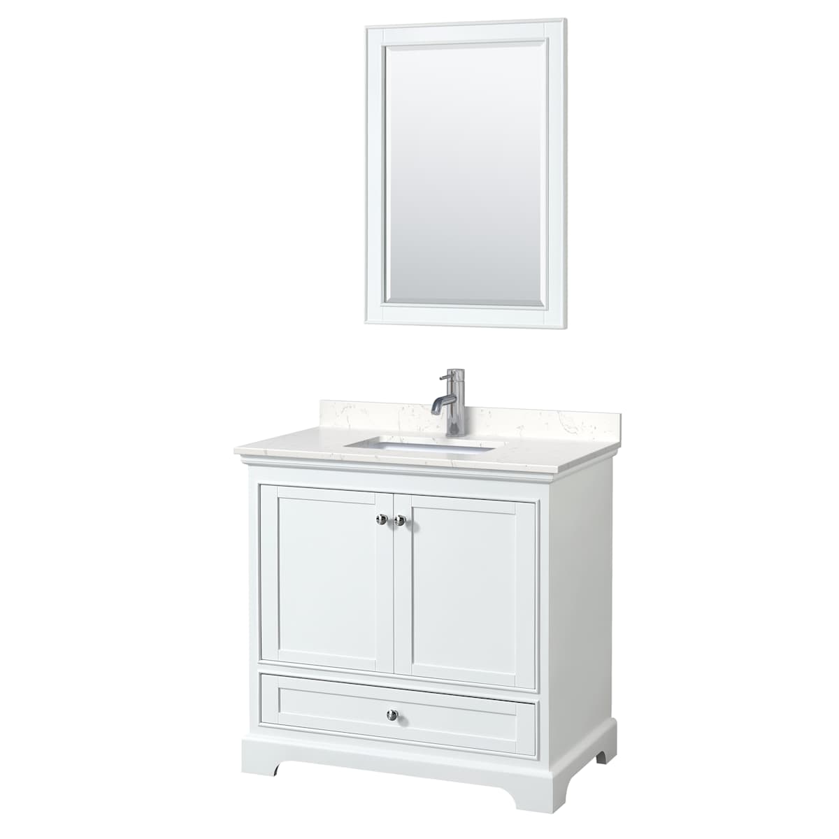 Deborah 36" Free Standing Single Basin Vanity Set with Cultured Marble Vanity Top and Framed Mirror