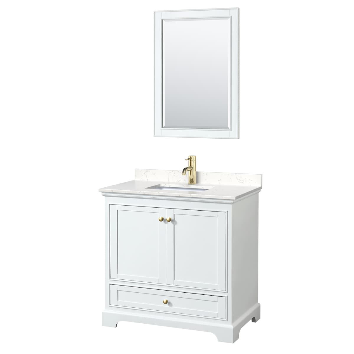 Deborah 36" Free Standing Single Basin Vanity Set with Cultured Marble Vanity Top and Framed Mirror