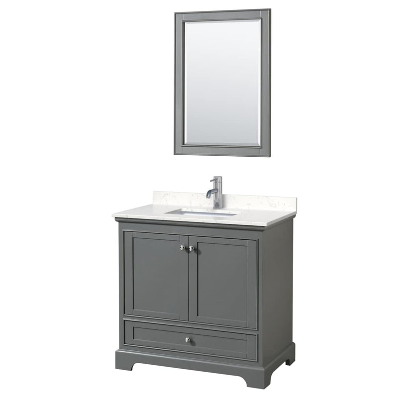 Deborah 36" Free Standing Single Basin Vanity Set with Cultured Marble Vanity Top and Framed Mirror - image 16
