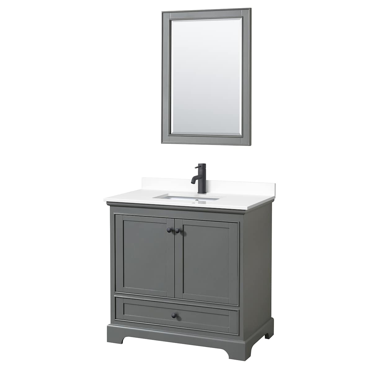 Deborah 36" Free Standing Single Basin Vanity Set with Cultured Marble Vanity Top and Framed Mirror - image 17