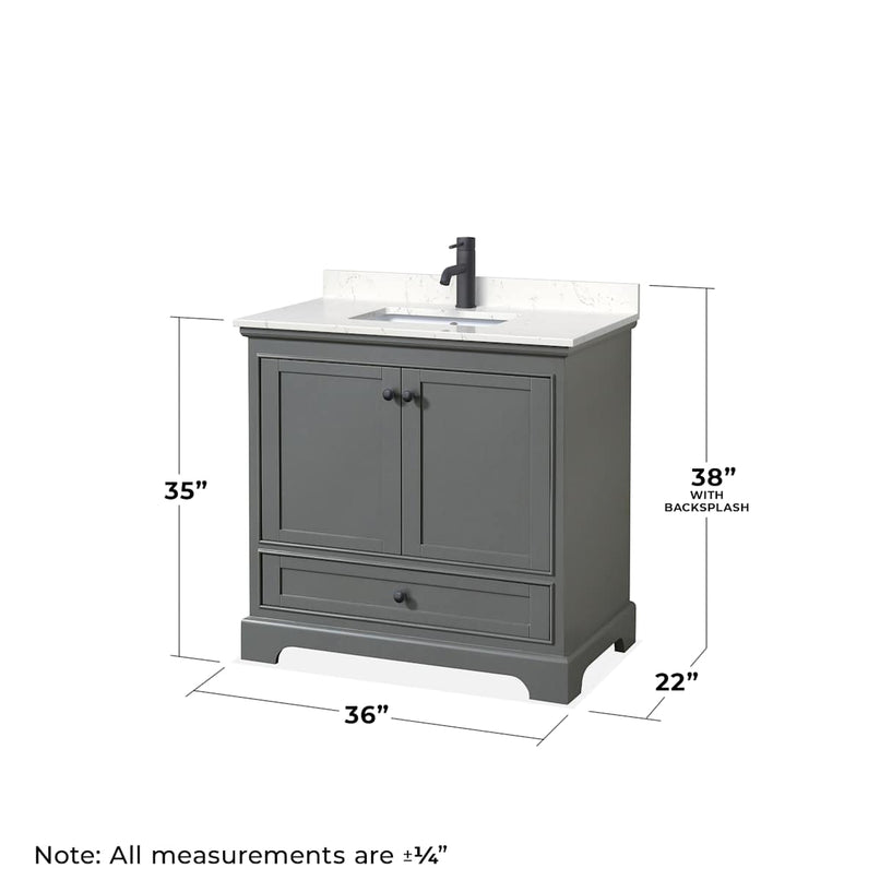 Deborah 36" Free Standing Single Basin Vanity Set with Cultured Marble Vanity Top and Framed Mirror - image 7
