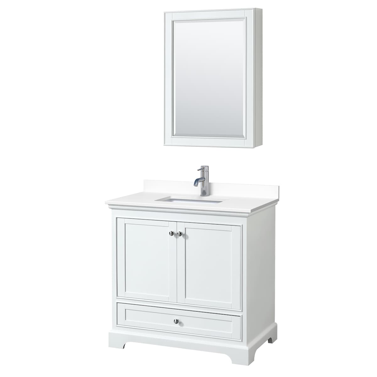 Deborah 36" Free Standing Single Basin Vanity Set with Cultured Marble Vanity Top and Framed Mirror